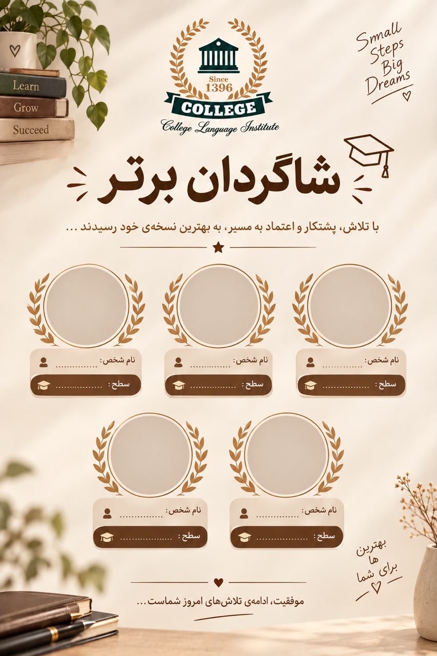  شاگردان برتر این ترم خانه کالج.